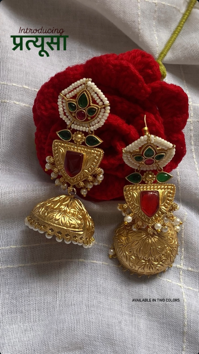 Golden Jhumka/ Kashmiri Jhumka/ Brass Jhumka/ Earrings