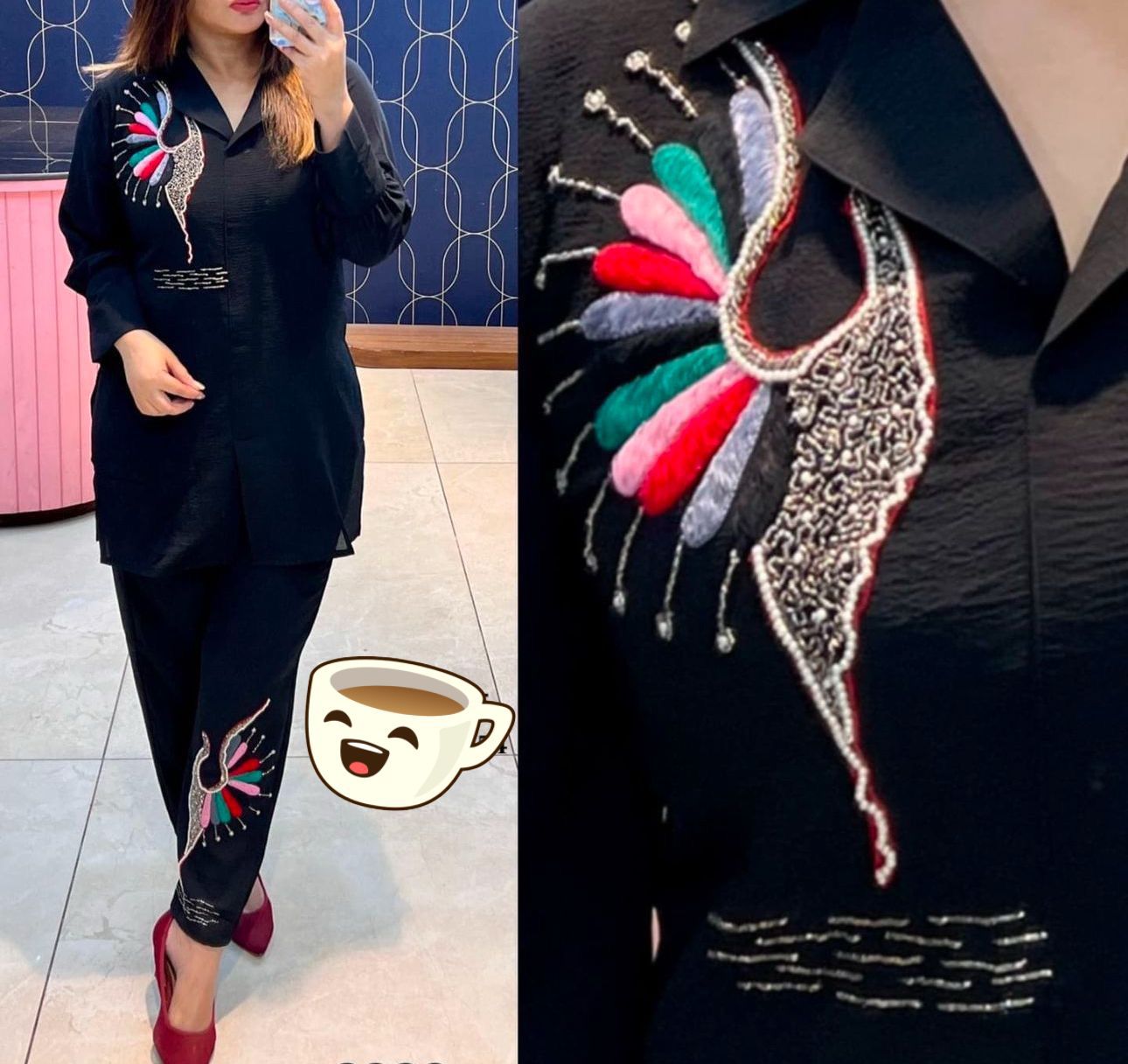 Peacock Print Co-ord Kurtha Set