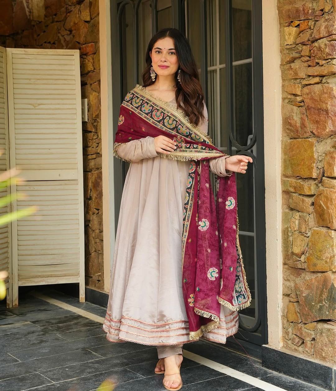 Designer Anarkali Kurta with Heavy Sequence Embroidery Dupatta
