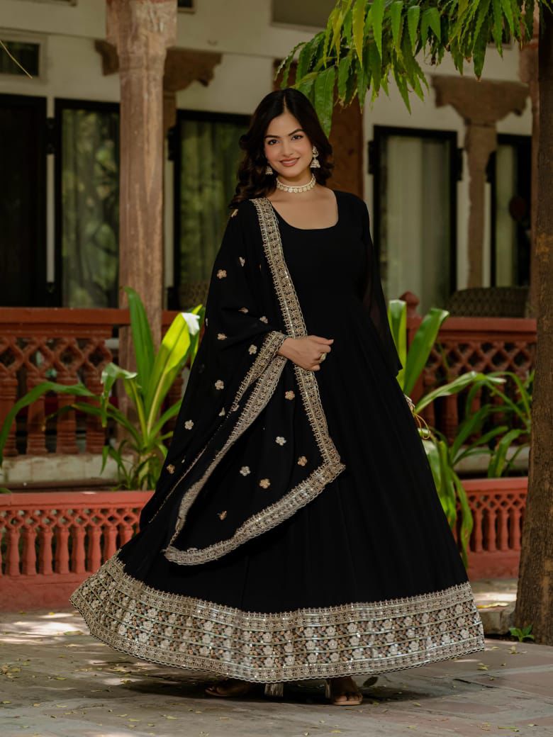 Elegant Anarkali Style Gown and Dupatta Set