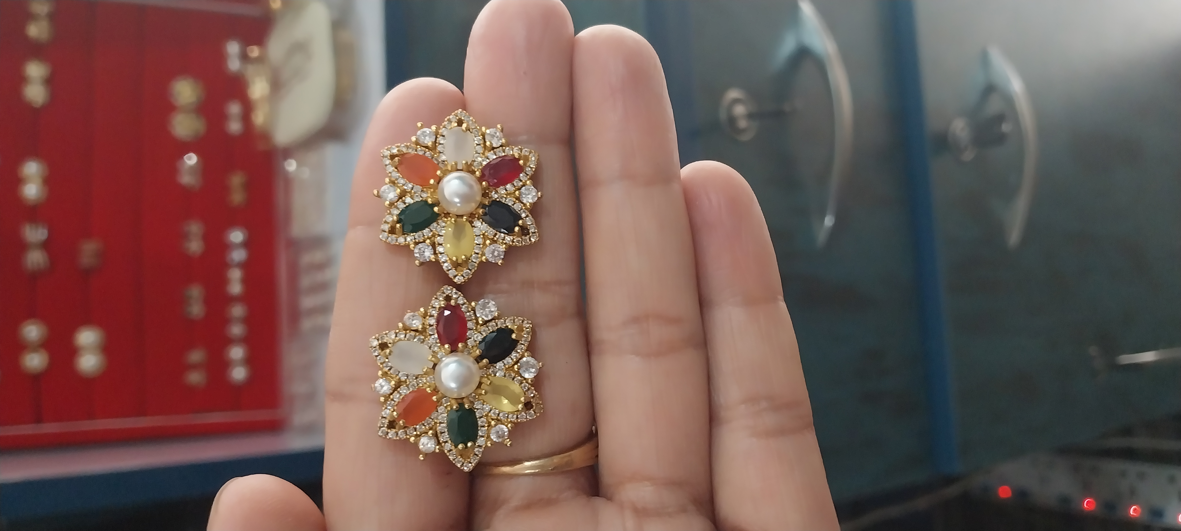 Multi colour stone earrings