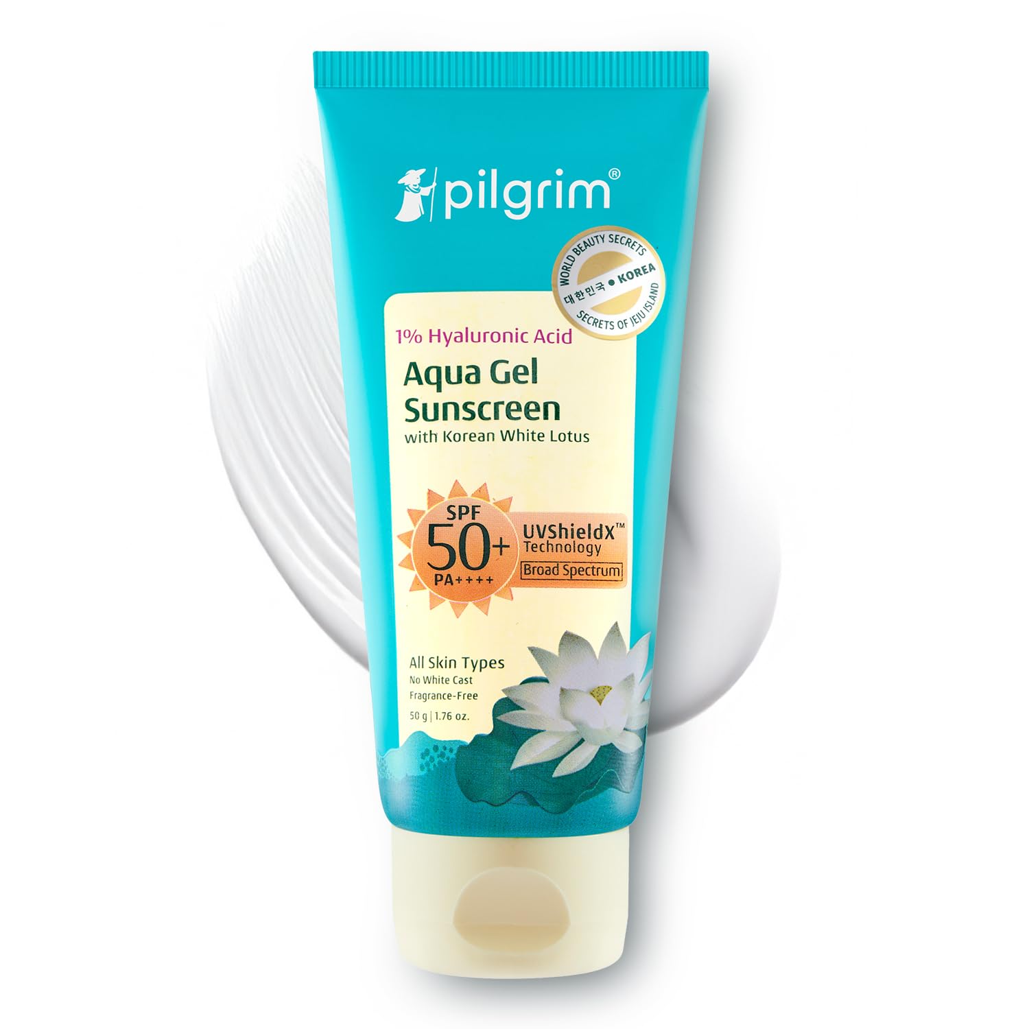 Pilgrim aqua gel sunscreen with korean white lotus