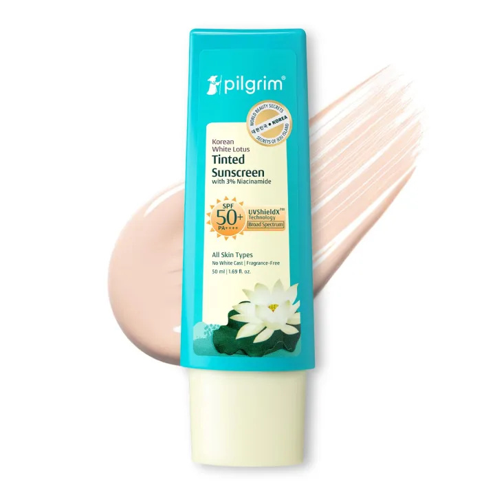 Pilgrim korean white lotus tinted sunscreen