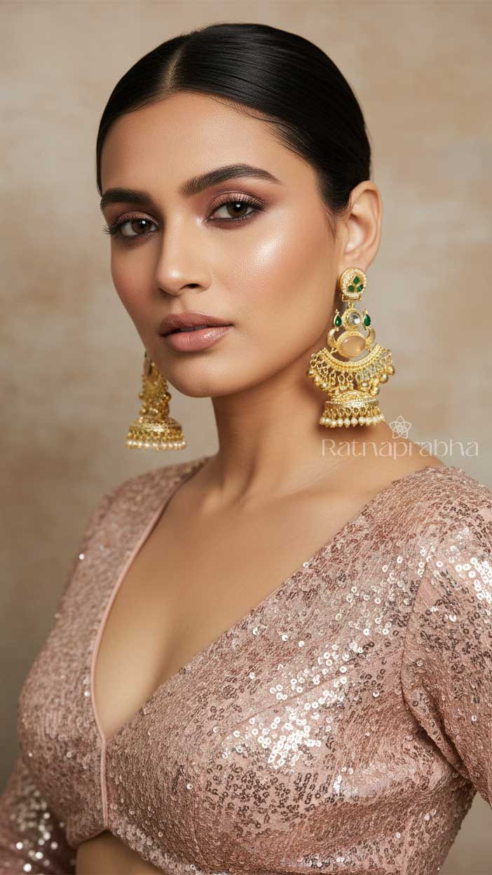 Polki Glass Stone Jhumka