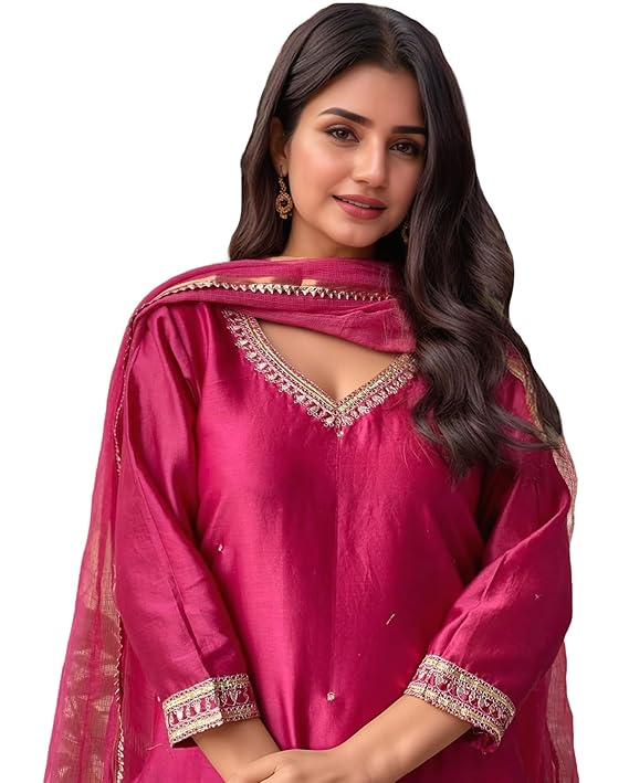 Pure Cotton Kurta Plazo Dupatta Set