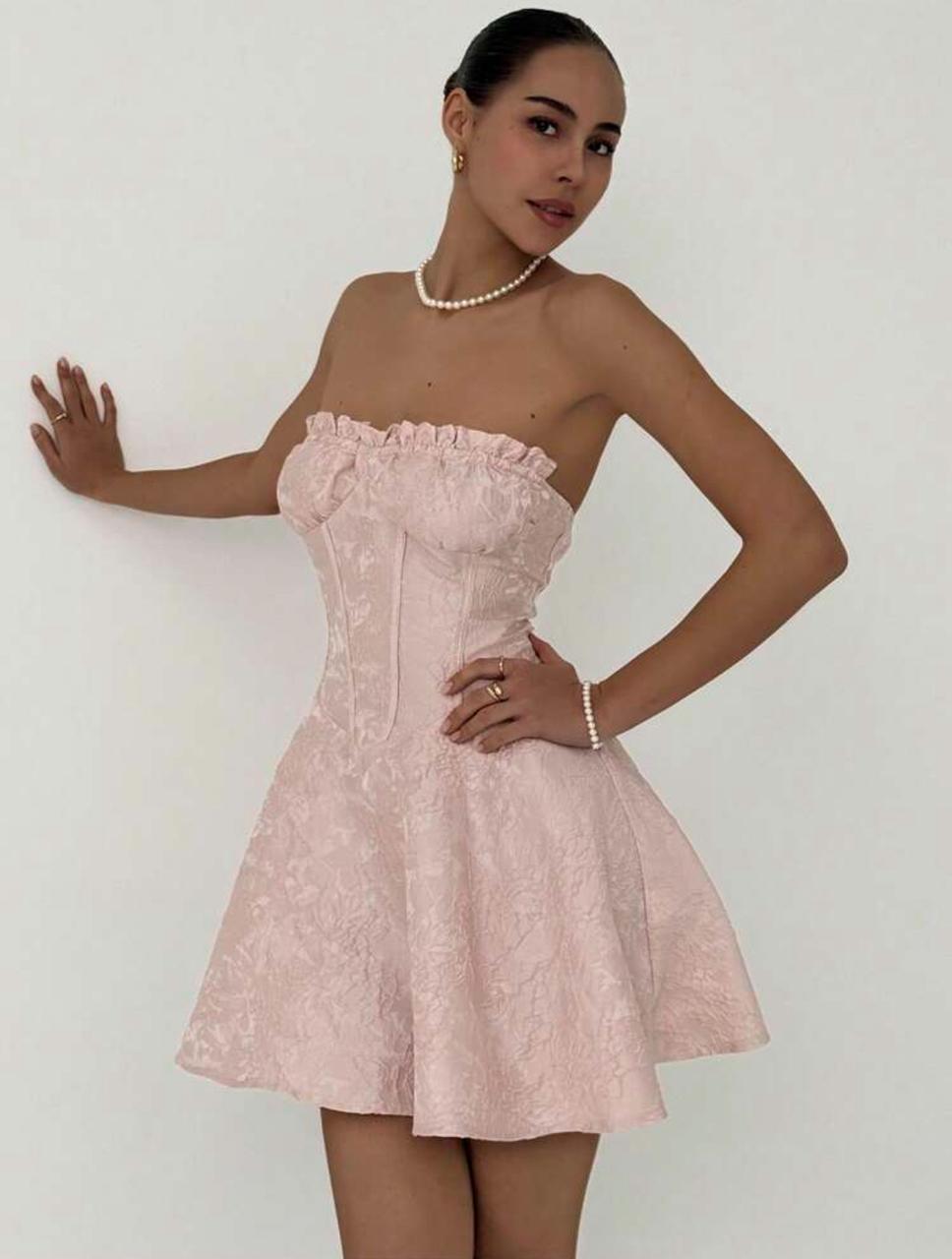 Strapless bodycon laceup dress