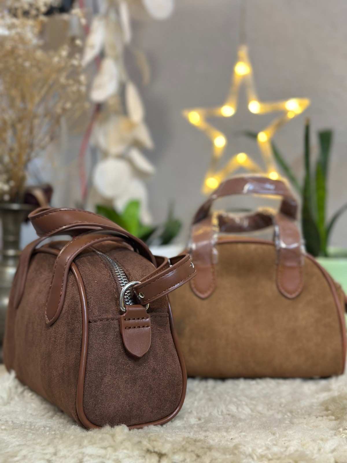 Suede Boston Bag
