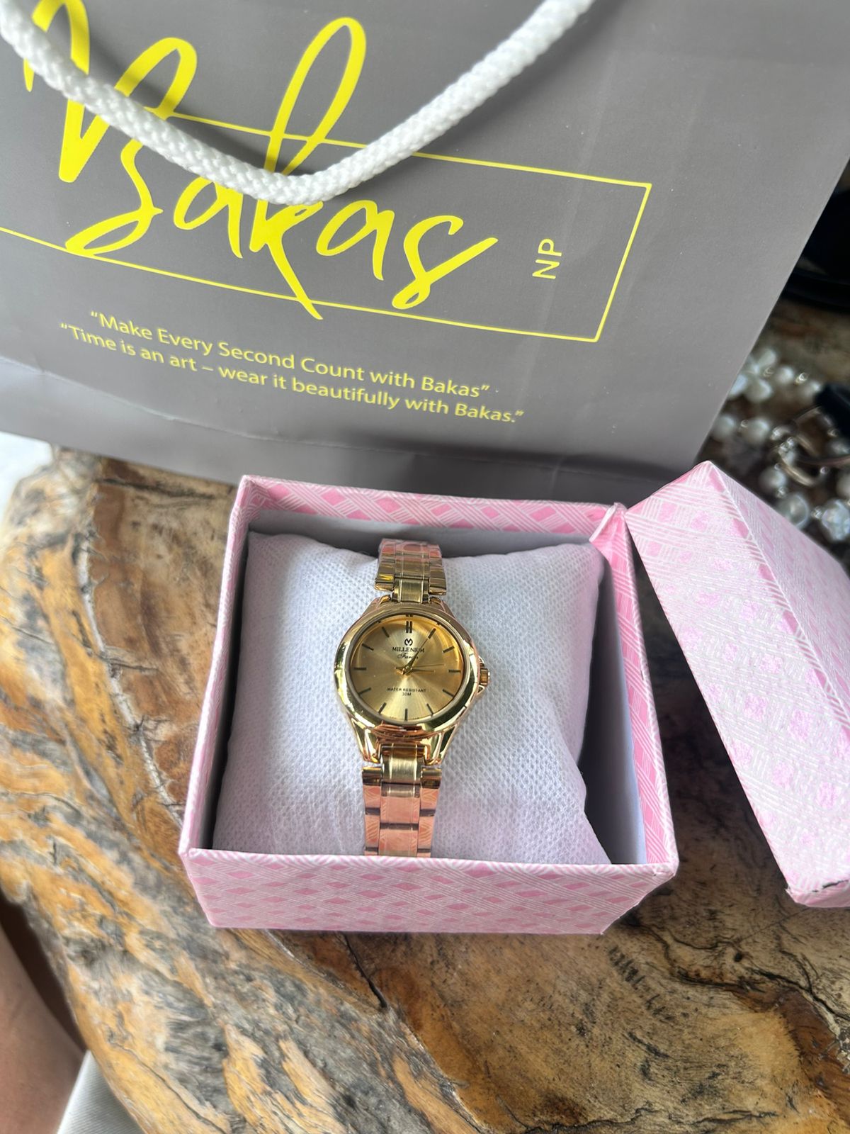 Premium Golden Watch for Women | Classy, Waterproof & 1-Year Warranty